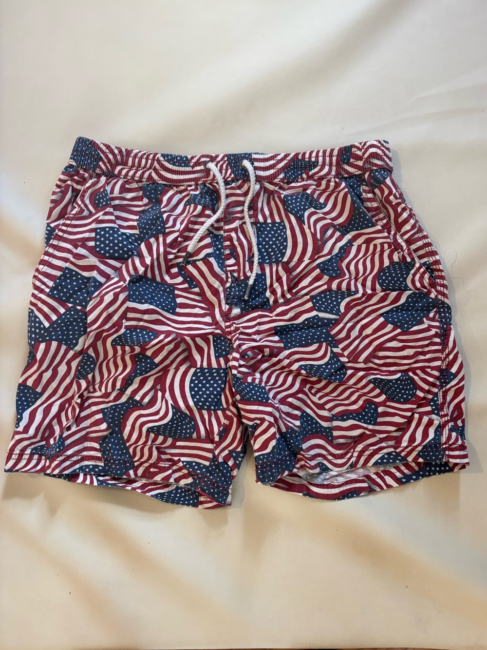 Cotton On Men's Red & Blue Flag-Pattern Swim Trunks